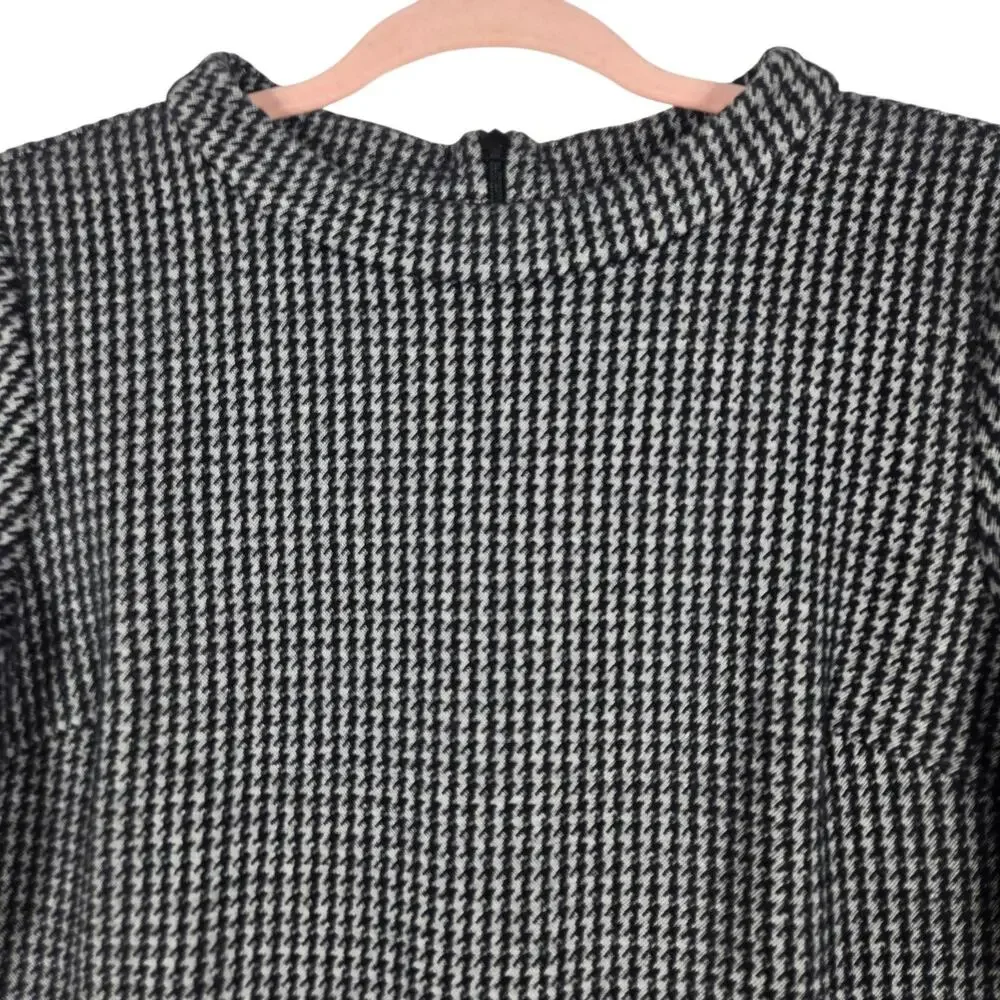 Boden Opal Jersey Dress Women 8P Petite Jacquard Houndstooth Mod Shift Mock Neck - Picture 3 of 12